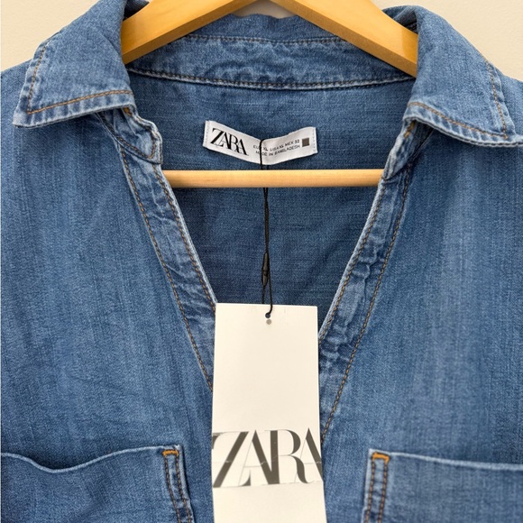 Zara NWT denim button down XL - Picture 4 of 6
